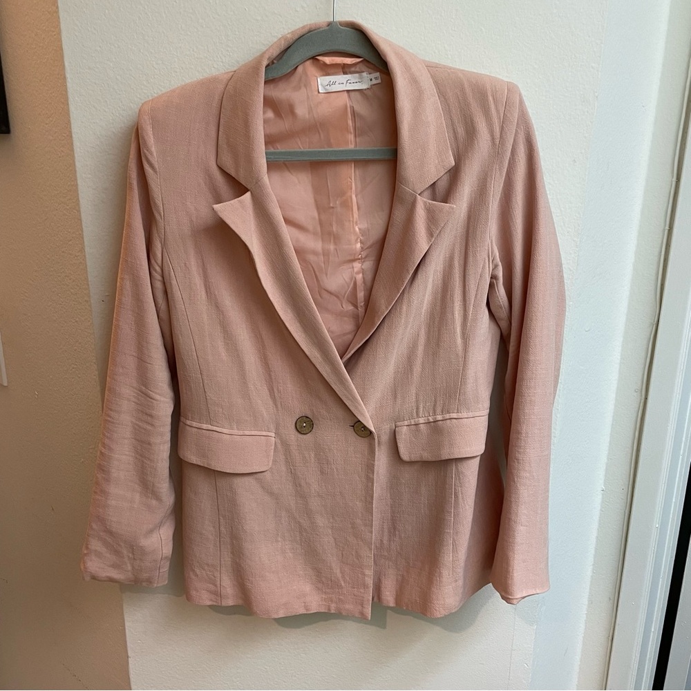 All in Favor Pink Blazer Lightweight Relaxed Fit